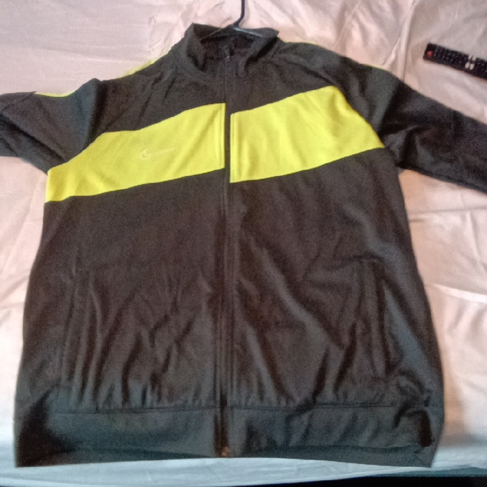 Nike Black with Neon Yellow Panel Zip-Up Track Jacket